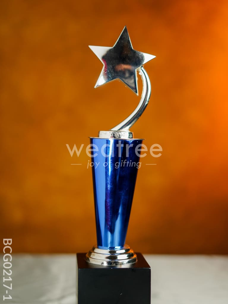 Wooden Blue Trophy with Star