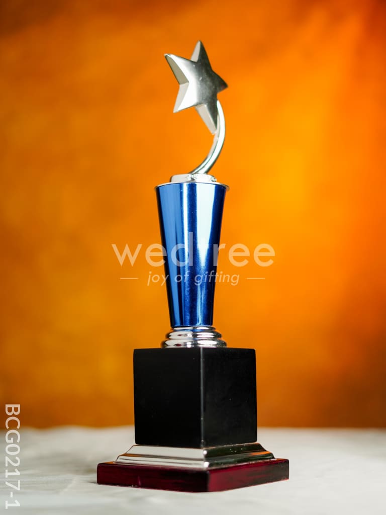 Wooden Blue Trophy with Star