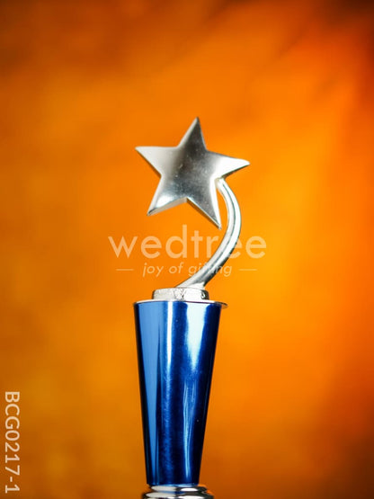 Wooden Blue Trophy with Star