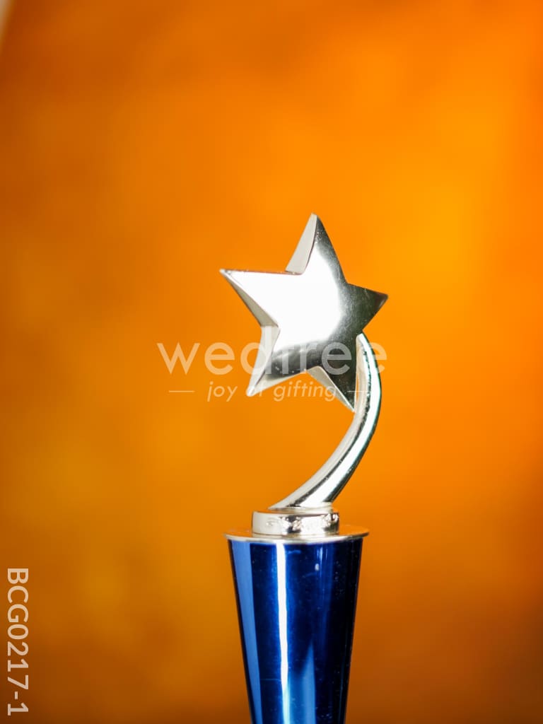 Wooden Blue Trophy with Star