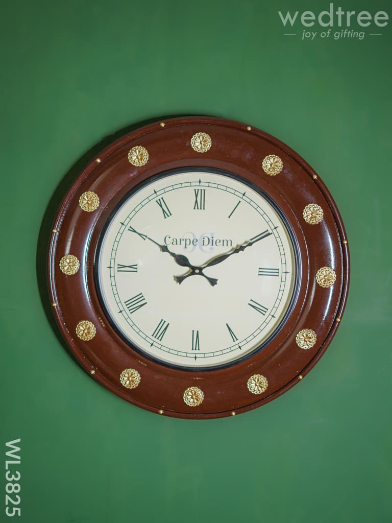 Wooden Brass Fitted Wall Clock (18 inch)