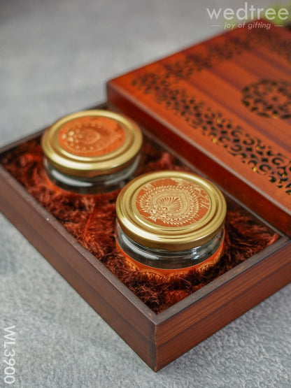 Wooden Dry Fruit Box with 4 Jars