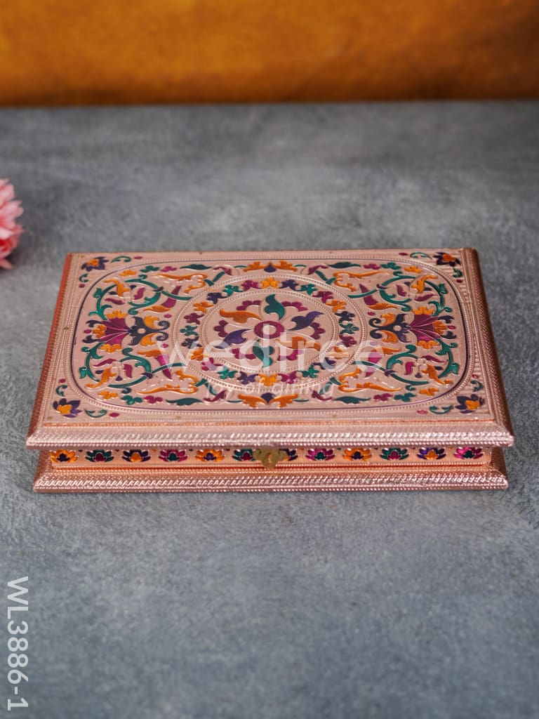 Wooden Dry Fruit Box with Meenakari Design - 4 Partitions