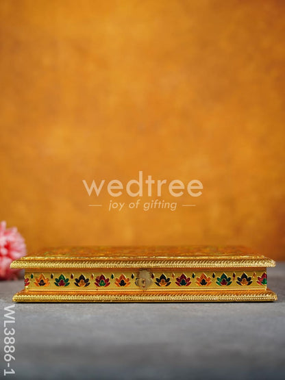 Wooden Dry Fruit Box with Meenakari Design - 4 Partitions