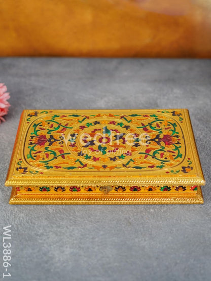 Wooden Dry Fruit Box with Meenakari Design - 4 Partitions