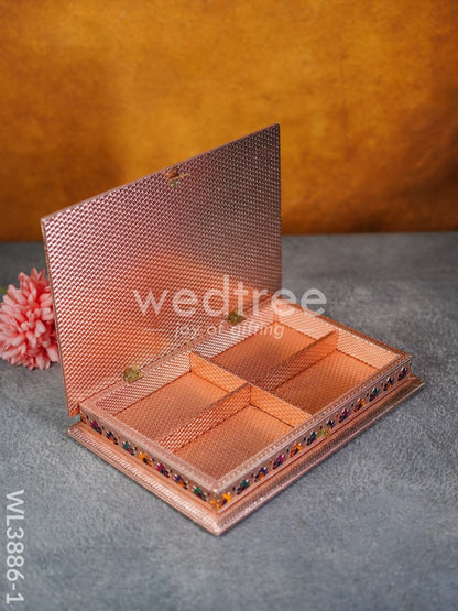 Wooden Dry Fruit Box with Meenakari Design - 4 Partitions