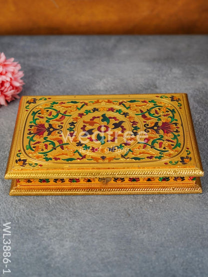 Wooden Dry Fruit Box with Meenakari Design - 4 Partitions