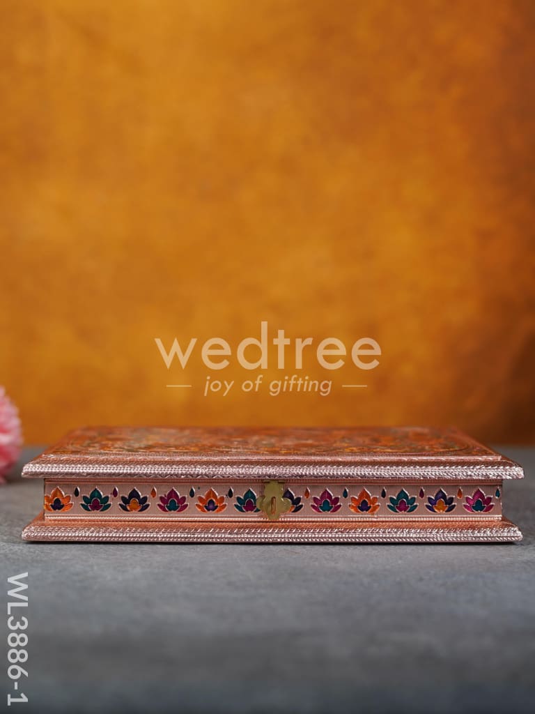 Wooden Dry Fruit Box with Meenakari Design - 4 Partitions