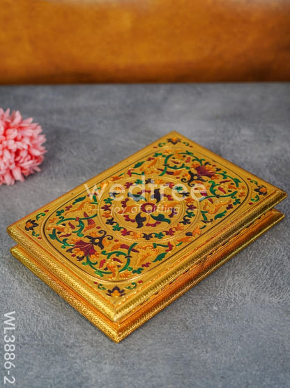 Wooden Dry Fruit Box with Meenakari Design - 4 Partitions