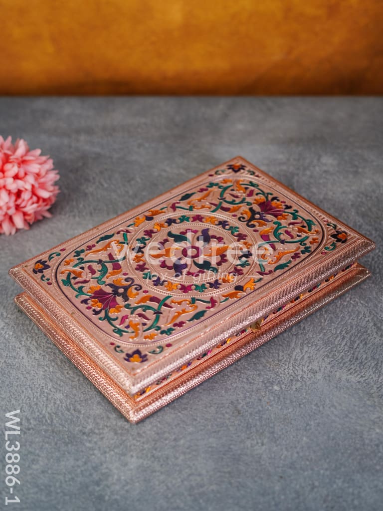 Wooden Dry Fruit Box with Meenakari Design - 4 Partitions