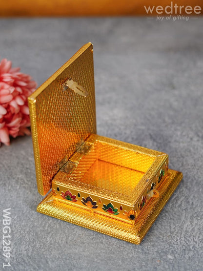 Wooden Dry Fruit Box with Meenakari Peacock Design