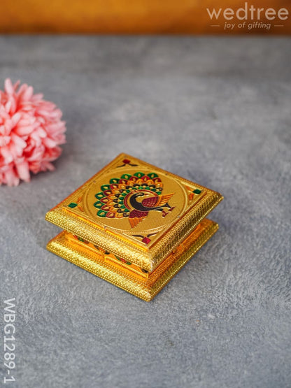 Wooden Dry Fruit Box with Meenakari Peacock Design