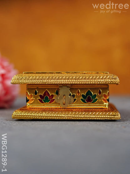 Wooden Dry Fruit Box with Meenakari Peacock Design