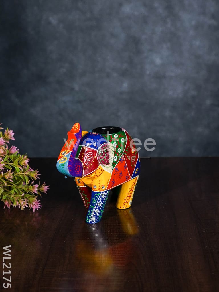 Wooden Elephant T - Light Holder