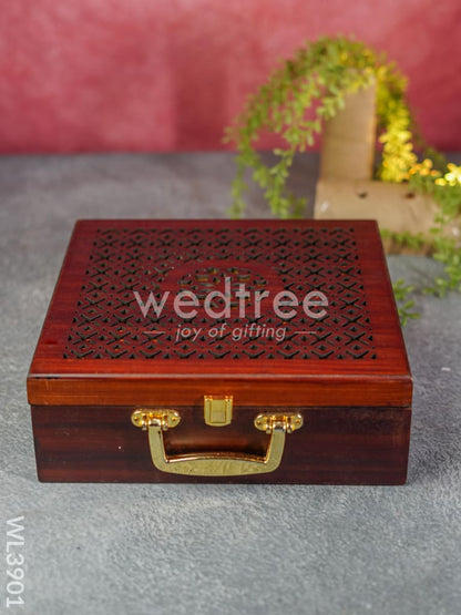 Wooden Floral Engraved Dry Fruit Box