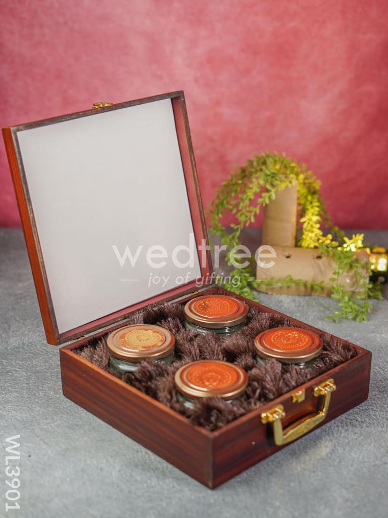 Wooden Floral Engraved Dry Fruit Box