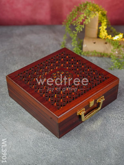 Wooden Floral Engraved Dry Fruit Box