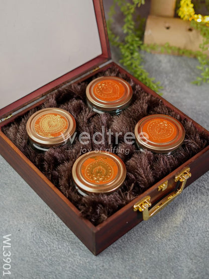 Wooden Floral Engraved Dry Fruit Box