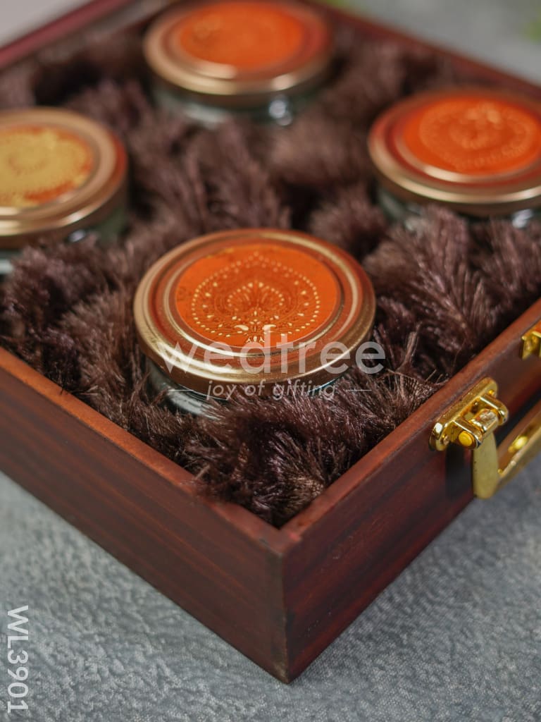 Wooden Floral Engraved Dry Fruit Box