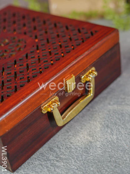 Wooden Floral Engraved Dry Fruit Box