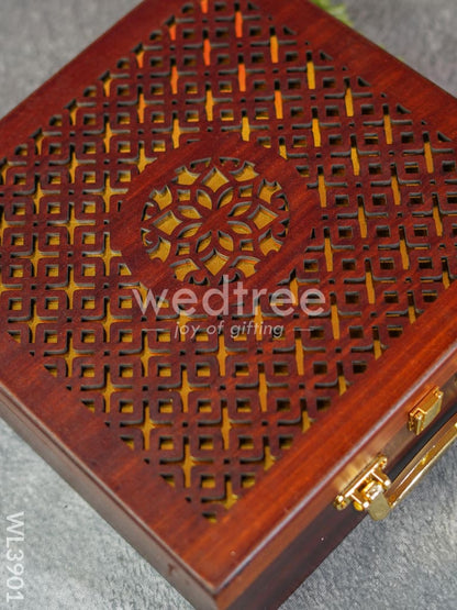 Wooden Floral Engraved Dry Fruit Box