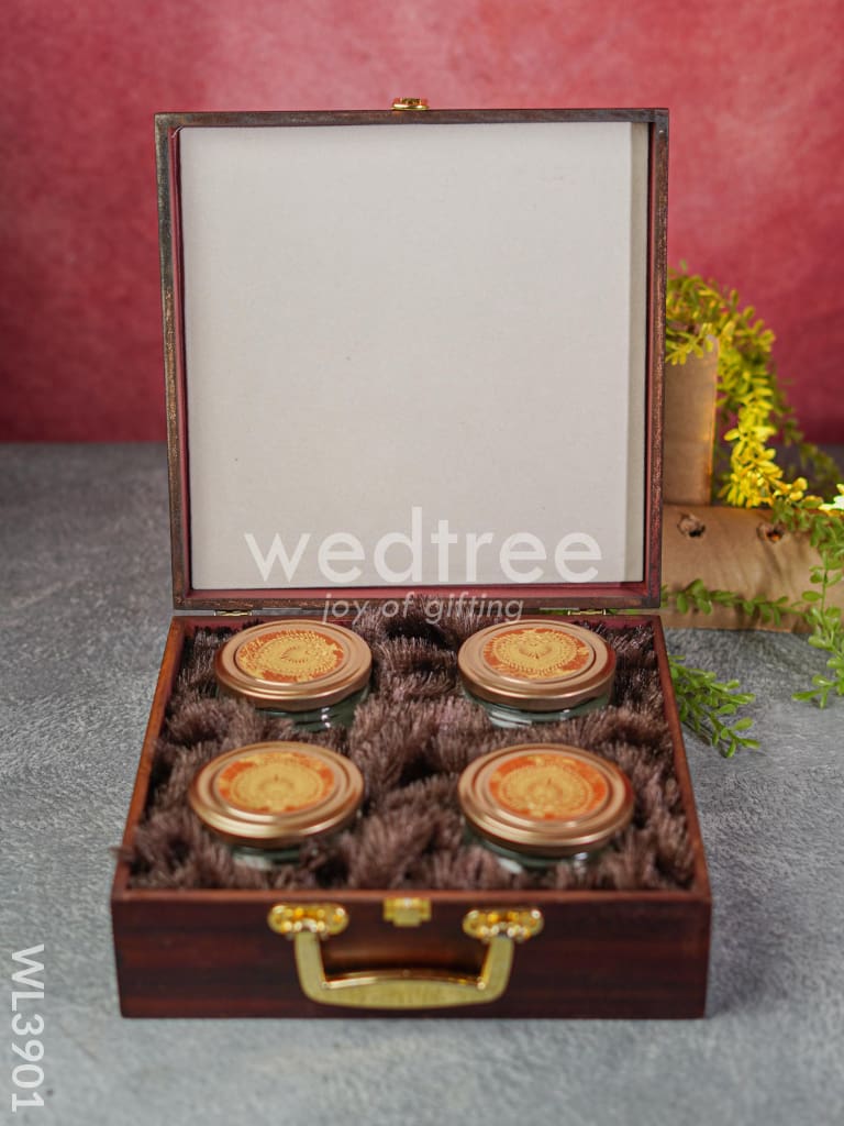 Wooden Floral Engraved Dry Fruit Box