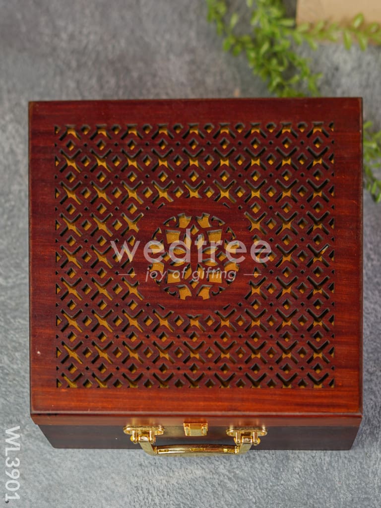 Wooden Floral Engraved Dry Fruit Box