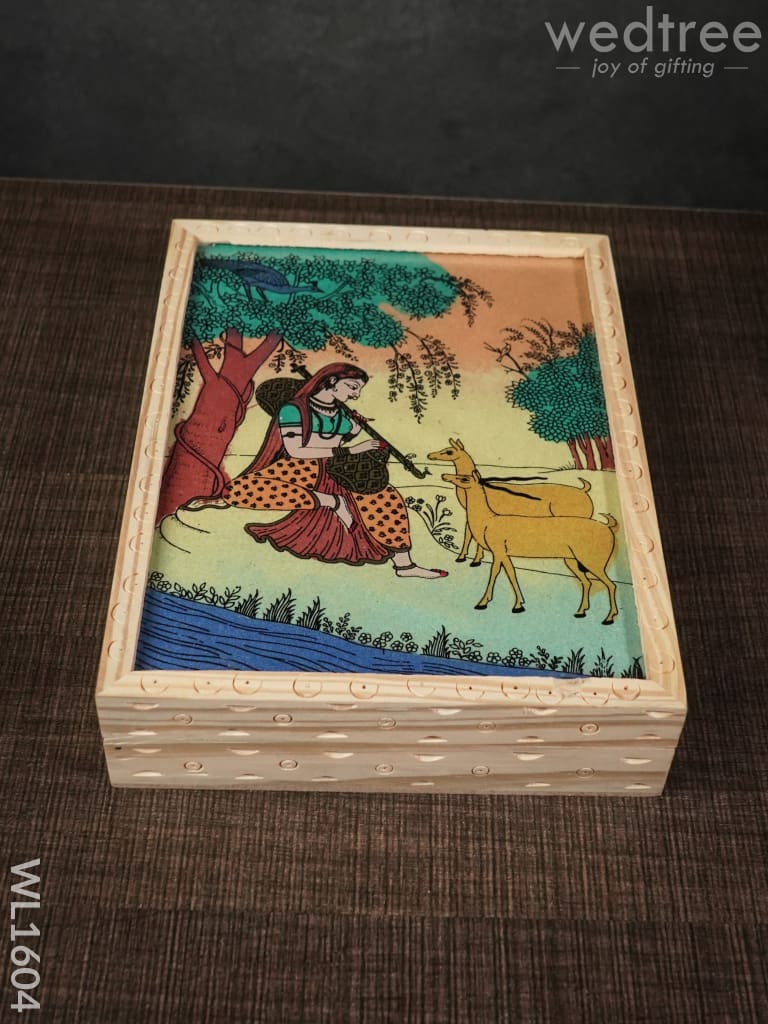 Wooden Hand Painted Jewel Box - (8.5 X 6.5)