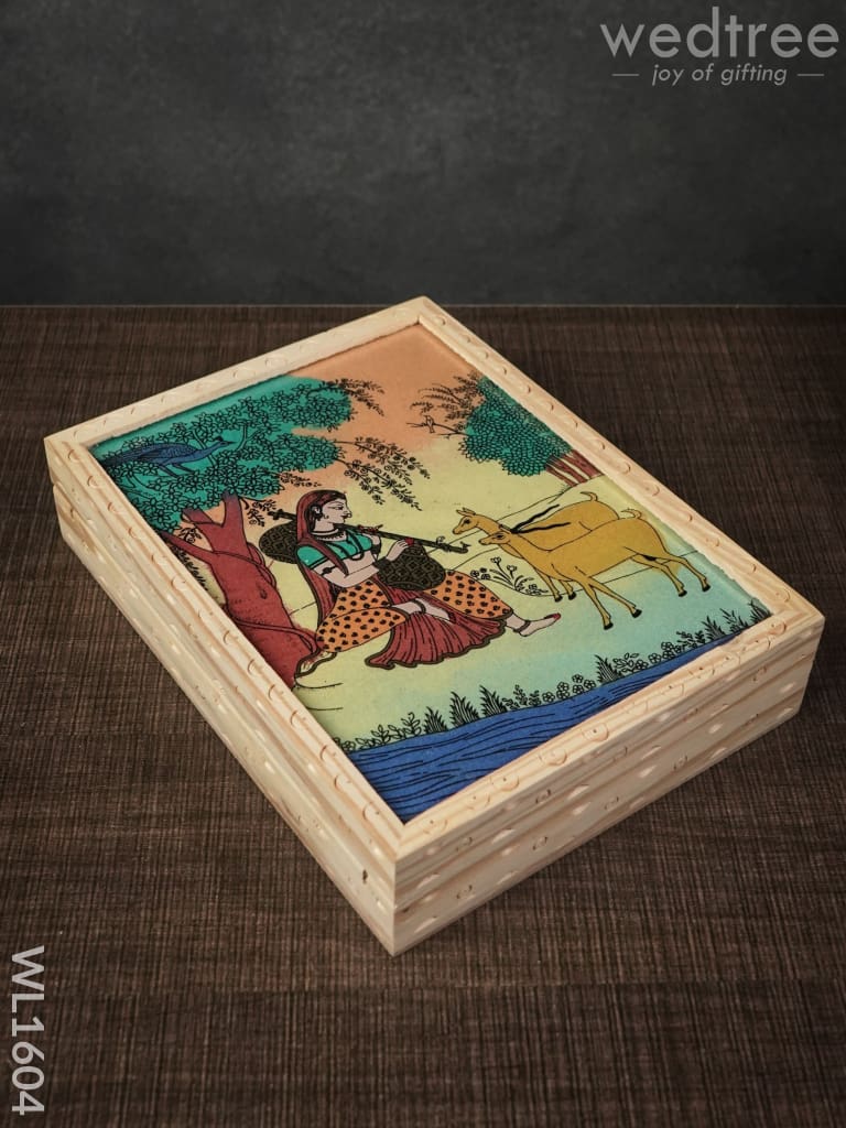 Wooden Hand Painted Jewel Box - (8.5 X 6.5)