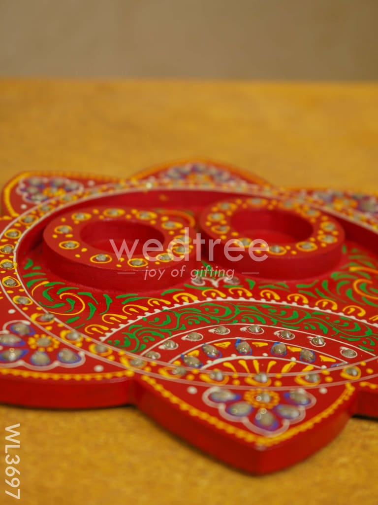 Wooden Hand Painted Pooja Thali Plate