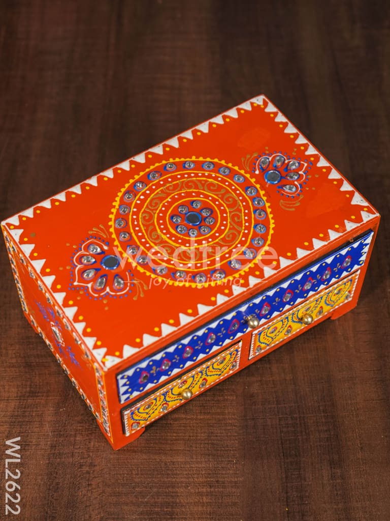 Wooden Handpainted 3 Drawer Organizer Box