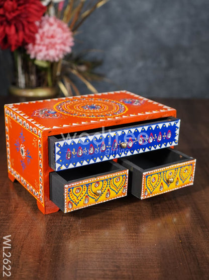 Wooden Handpainted 3 Drawer Organizer Box