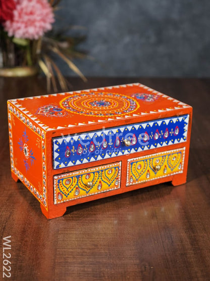 Wooden Handpainted 3 Drawer Organizer Box