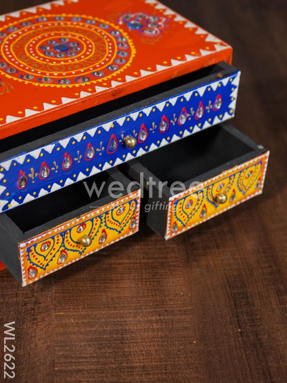 Wooden Handpainted 3 Drawer Organizer Box