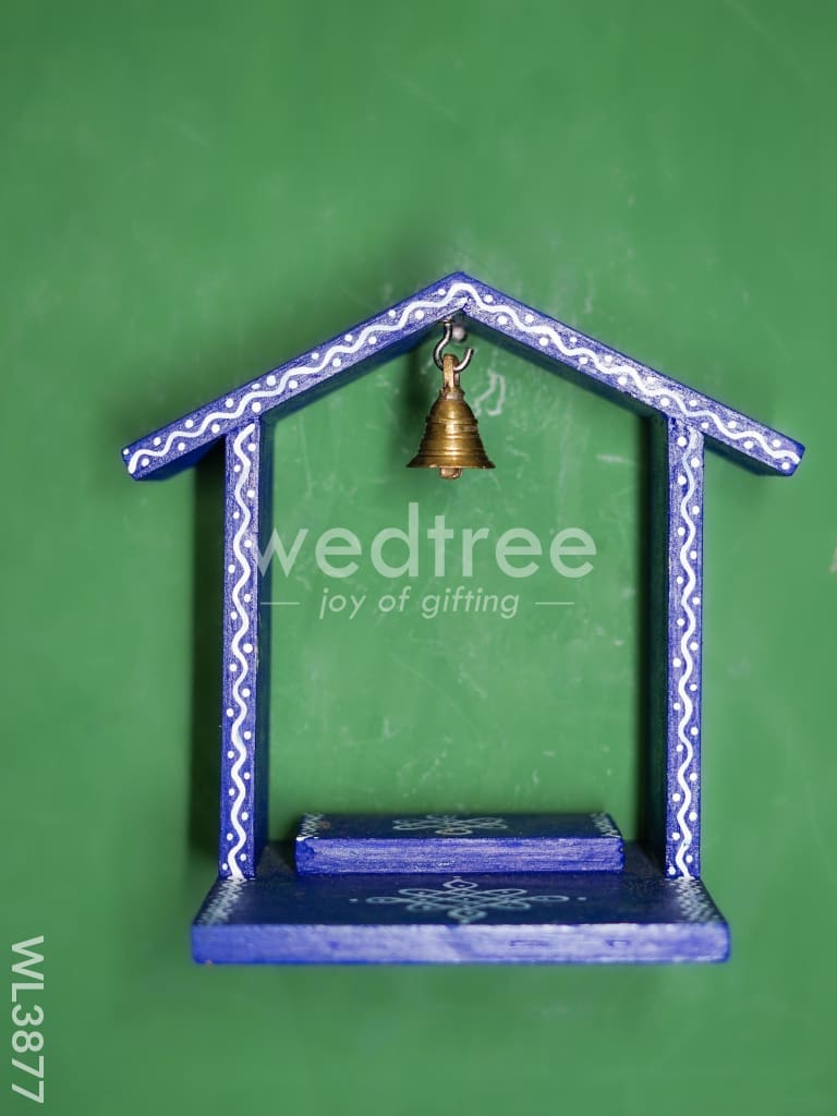 Wooden Handpainted Diya Stand - Hut Model