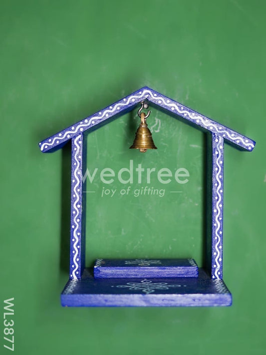 Wooden Handpainted Diya Stand - Hut Model