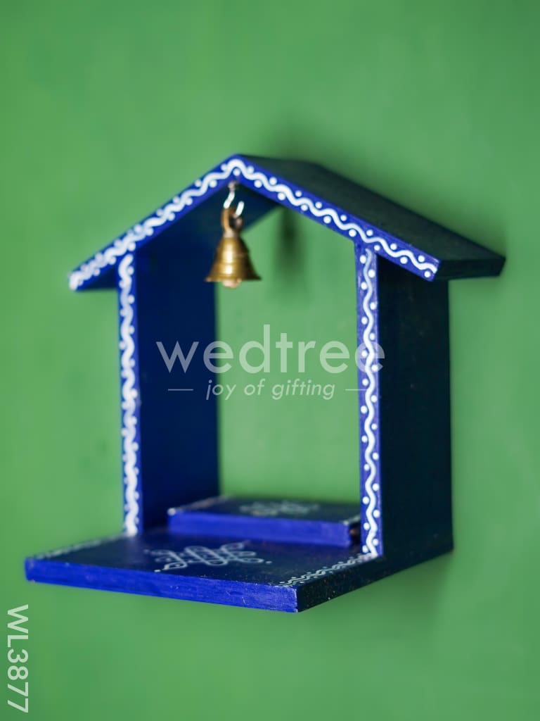 Wooden Handpainted Diya Stand - Hut Model