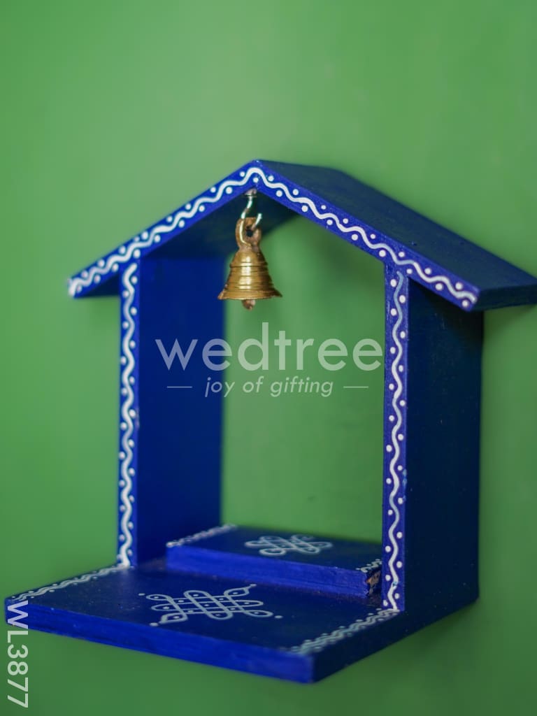 Wooden Handpainted Diya Stand - Hut Model