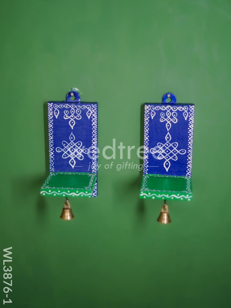 Wooden Handpainted Wall Hanging Diya Stand