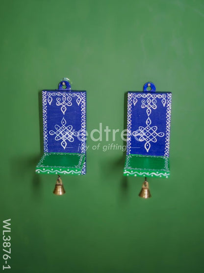 Wooden Handpainted Wall Hanging Diya Stand