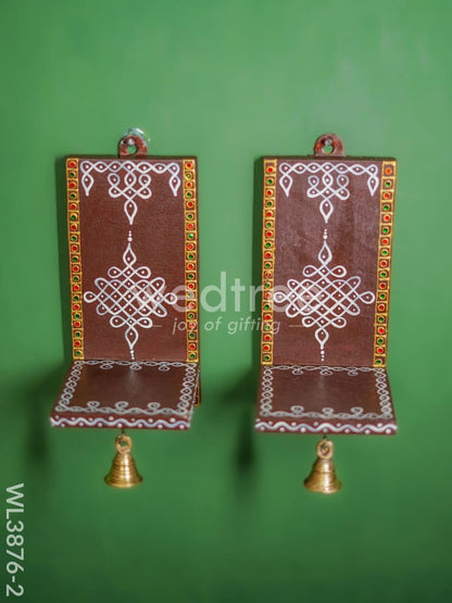 Wooden Handpainted Wall Hanging Diya Stand