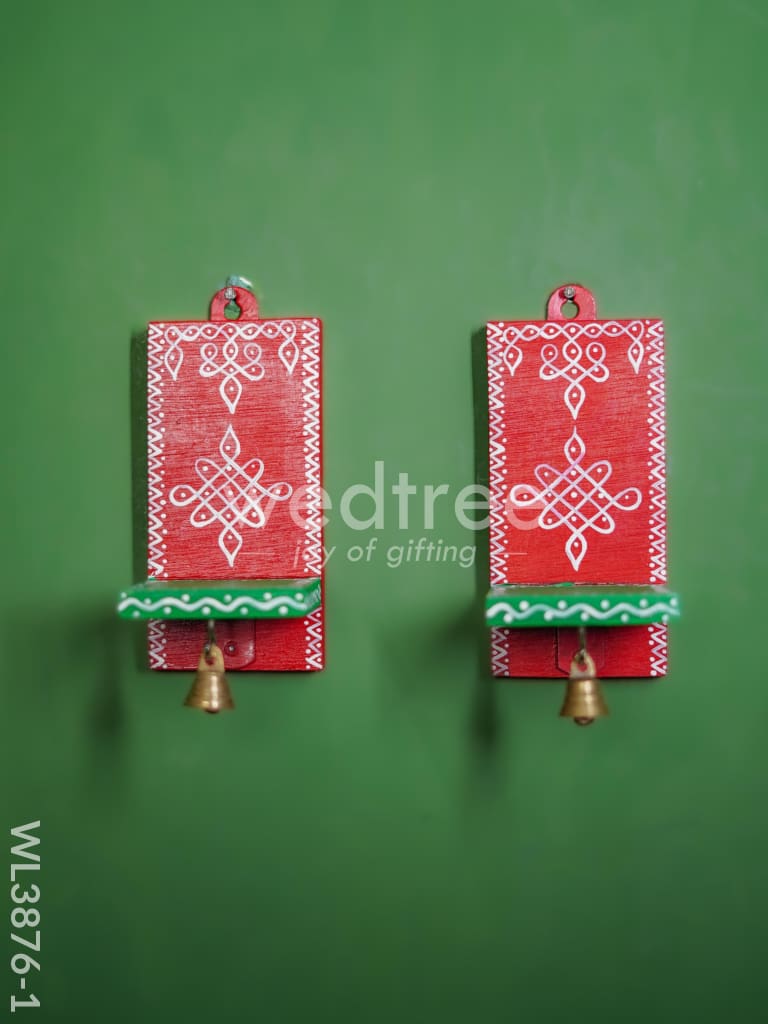 Wooden Handpainted Wall Hanging Diya Stand