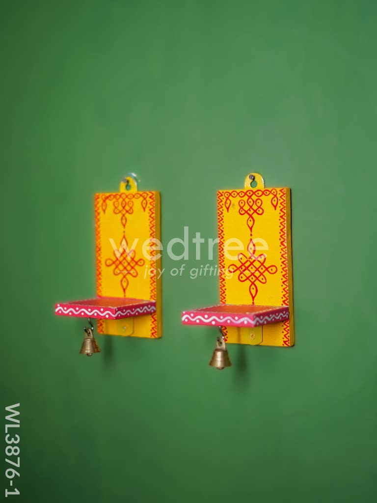 Wooden Handpainted Wall Hanging Diya Stand