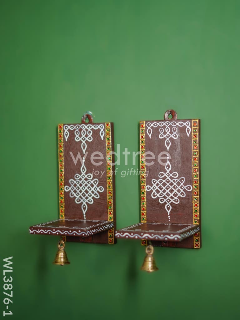 Wooden Handpainted Wall Hanging Diya Stand