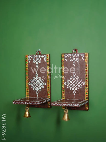 Wooden Handpainted Wall Hanging Diya Stand