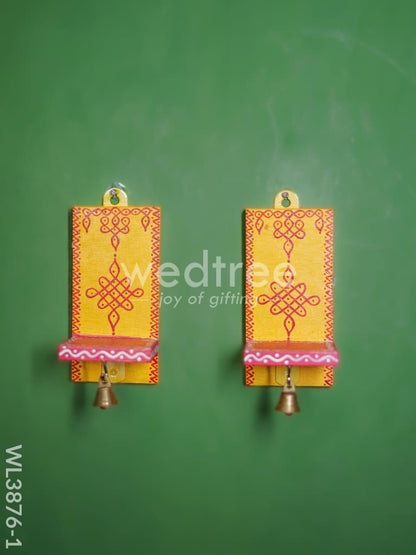 Wooden Handpainted Wall Hanging Diya Stand