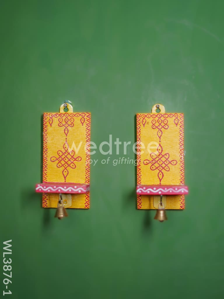 Wooden Handpainted Wall Hanging Diya Stand