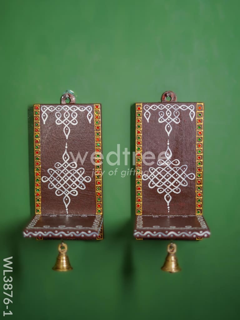 Wooden Handpainted Wall Hanging Diya Stand