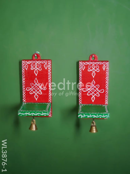 Wooden Handpainted Wall Hanging Diya Stand