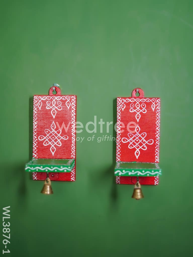 Wooden Handpainted Wall Hanging Diya Stand